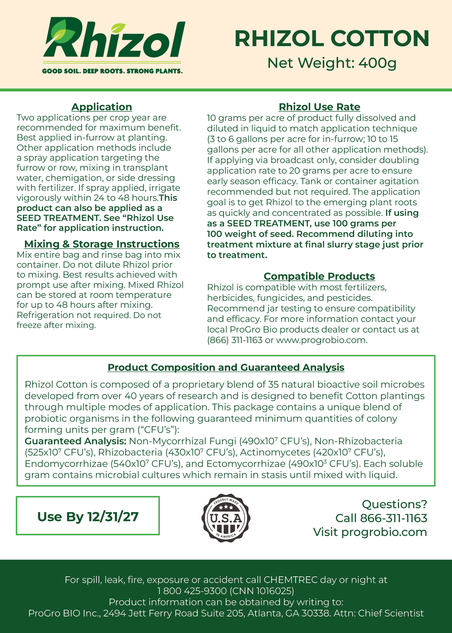 Rhizol Cotton - Dissolvable Microbial Soil Inoculant