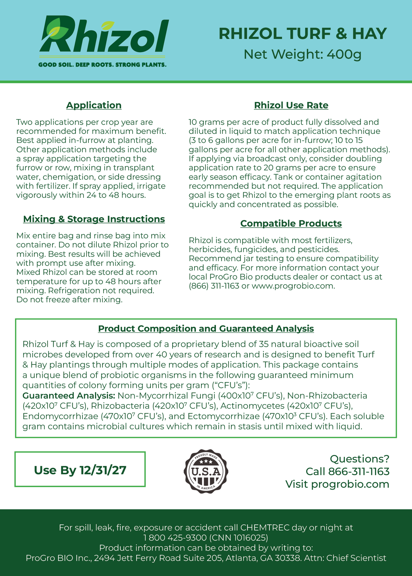 Rhizol Turf & Hay - Dissolvable Microbial Soil Inoculant