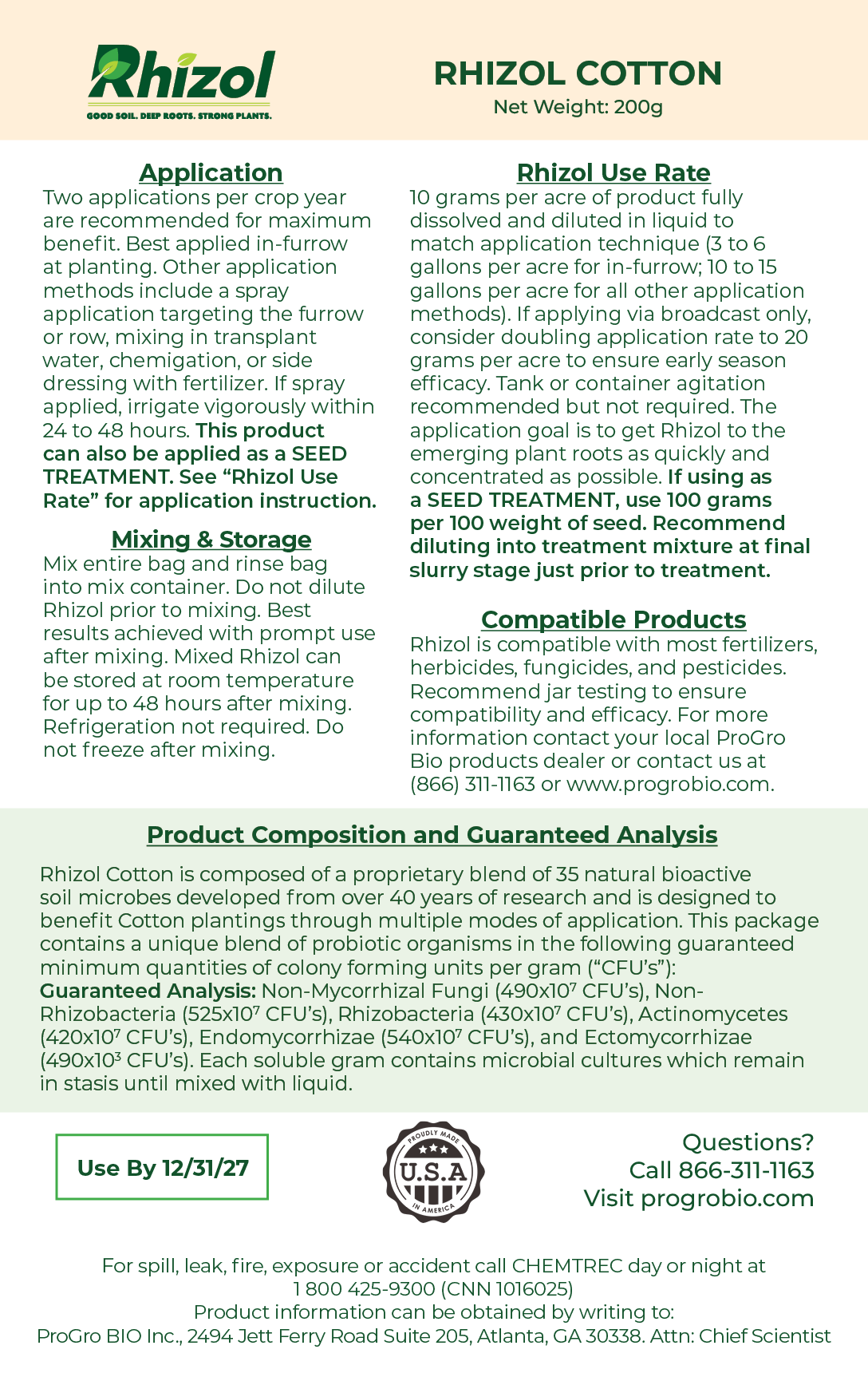 Rhizol Cotton - Dissolvable Microbial Soil Inoculant