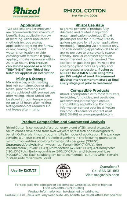 Rhizol Cotton - Dissolvable Microbial Soil Inoculant