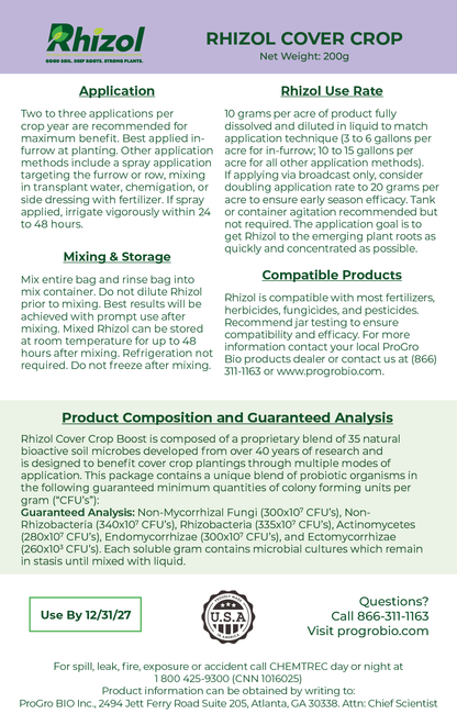 Rhizol Cover Crop - Dissolvable Microbial Soil Inoculant