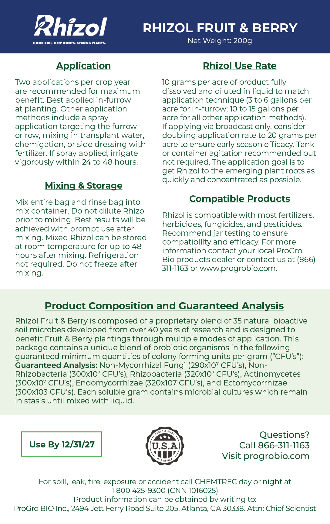Rhizol Fruit & Berry - Dissolvable Microbial Soil Inoculent