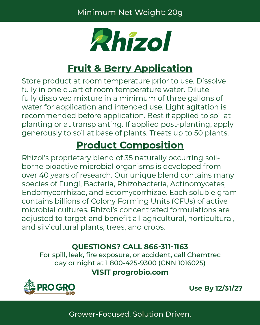 Rhizol Fruit & Berry - Dissolvable Microbial Soil Inoculent