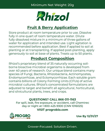 Rhizol Fruit & Berry - Dissolvable Microbial Soil Inoculent