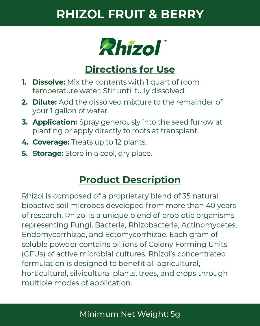 Rhizol Fruit & Berry - Dissolvable Microbial Soil Inoculent