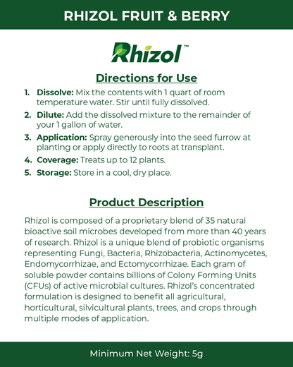 Rhizol Fruit & Berry - Dissolvable Microbial Soil Inoculent