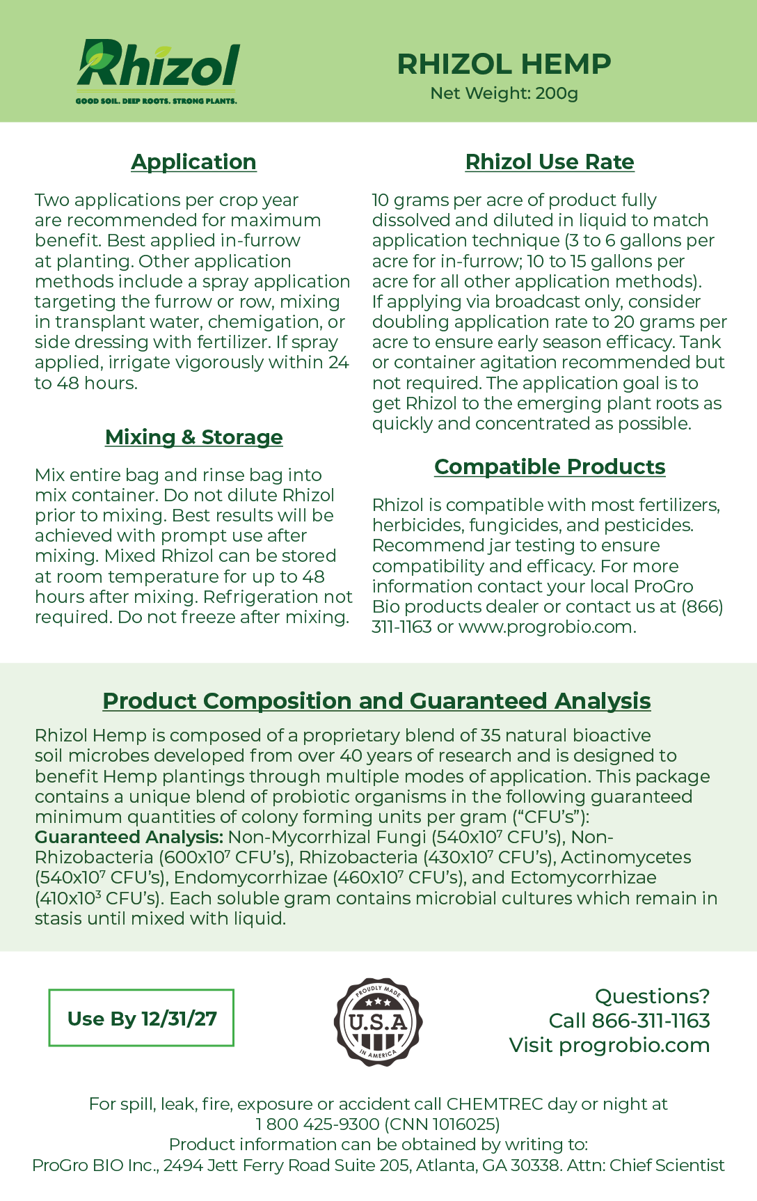 Rhizol Hemp - Dissolvable Microbial Soil Inoculant