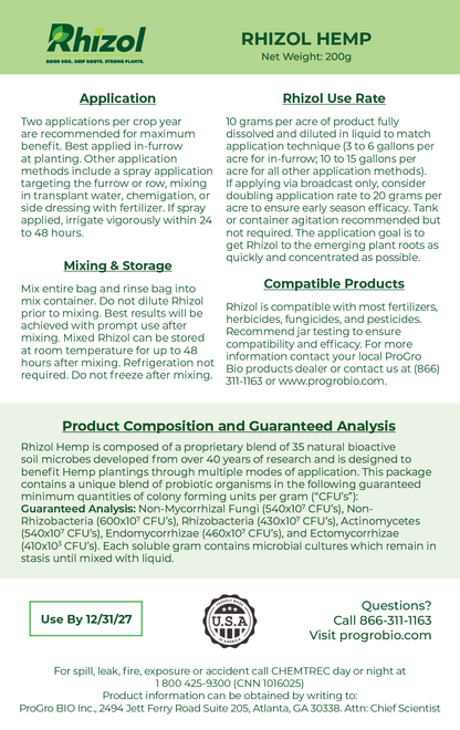 Rhizol Hemp - Dissolvable Microbial Soil Inoculant