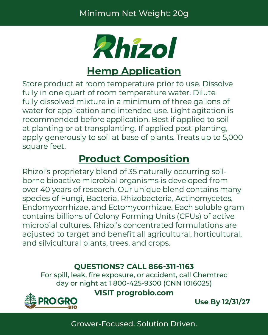 Rhizol Hemp - Dissolvable Microbial Soil Inoculant