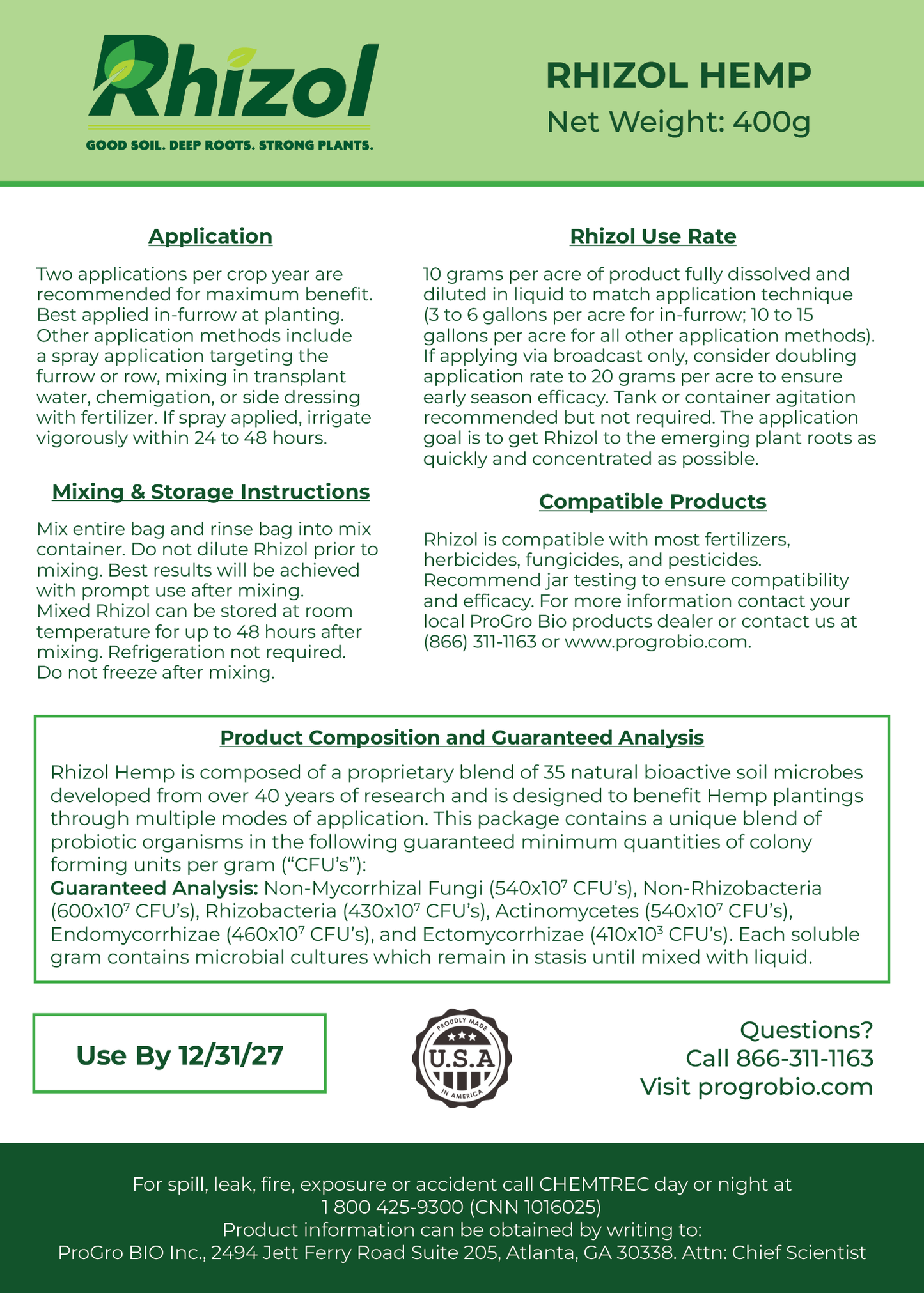 Rhizol Hemp - Dissolvable Microbial Soil Inoculant