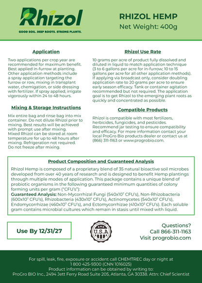 Rhizol Hemp - Dissolvable Microbial Soil Inoculant