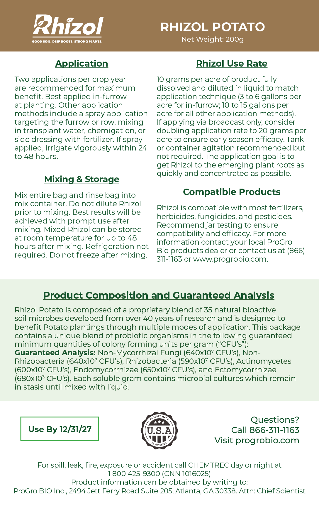 Rhizol Potato - Dissolvable Microbial Soil Inoculant