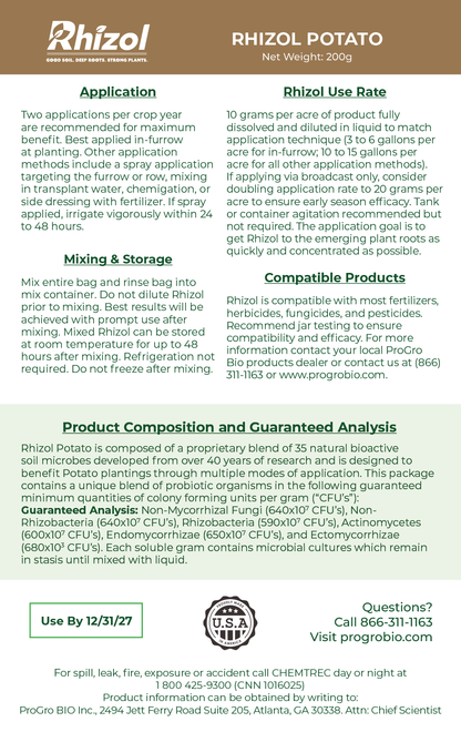 Rhizol Potato - Dissolvable Microbial Soil Inoculant