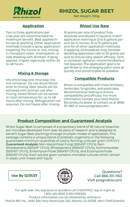 Rhizol Sugar Beet - Dissolvable Microbial Soil Inoculant