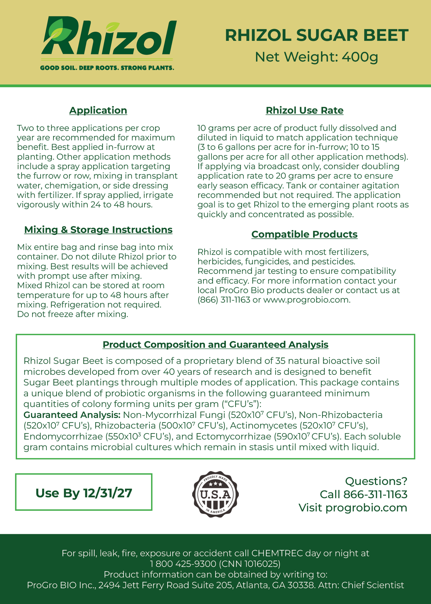 Rhizol Sugar Beet - Dissolvable Microbial Soil Inoculant