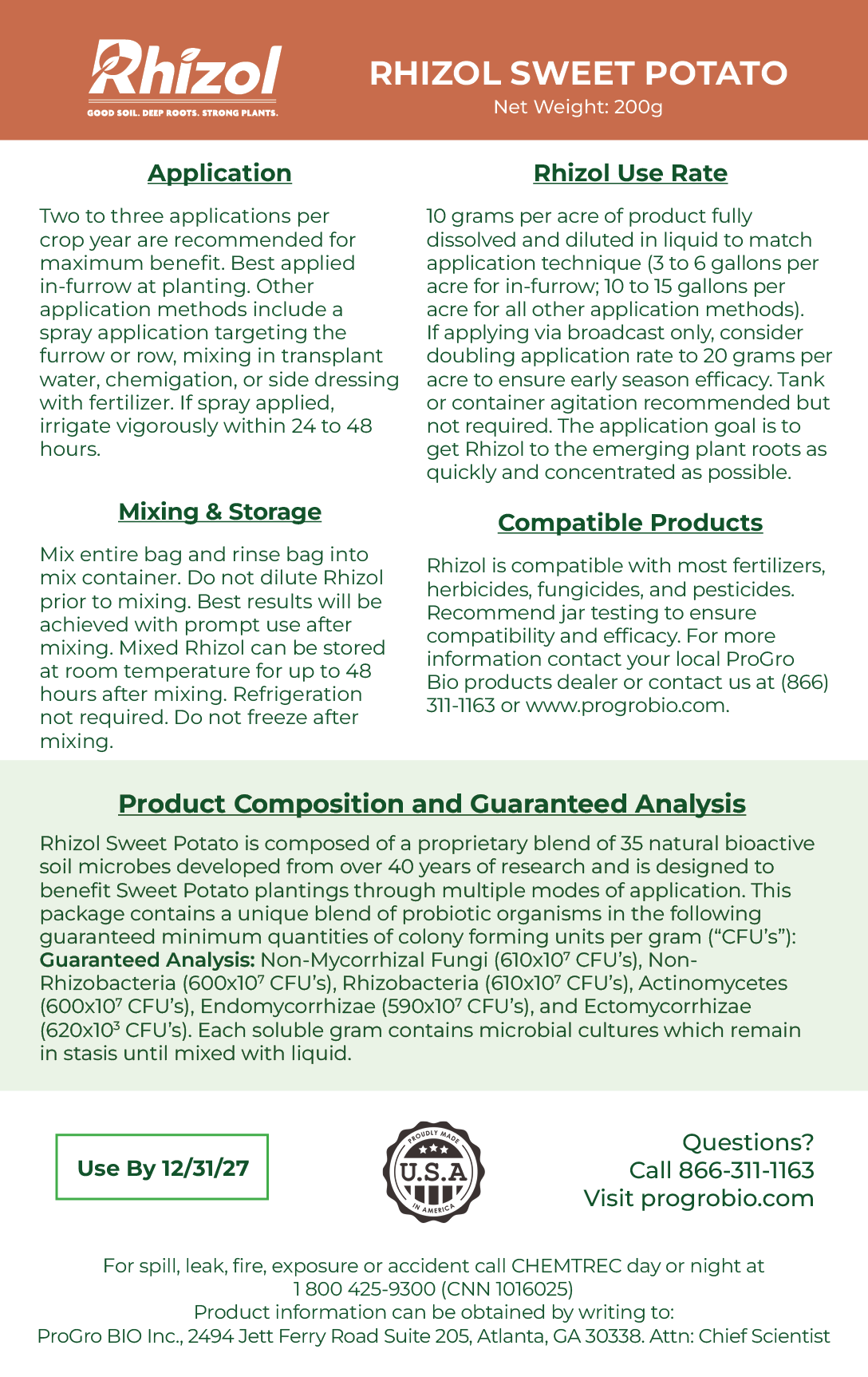 Rhizol Sweet Potato - Dissolvable Microbial Soil Inoculant