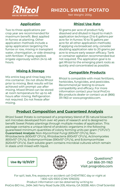 Rhizol Sweet Potato - Dissolvable Microbial Soil Inoculant