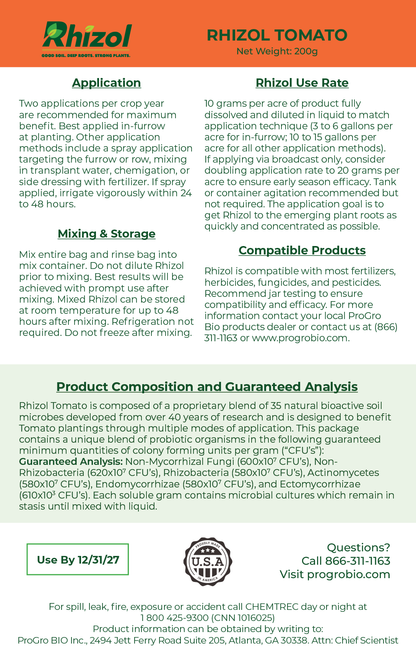Rhizol Tomato - Dissolvable Microbial Soil Inoculant