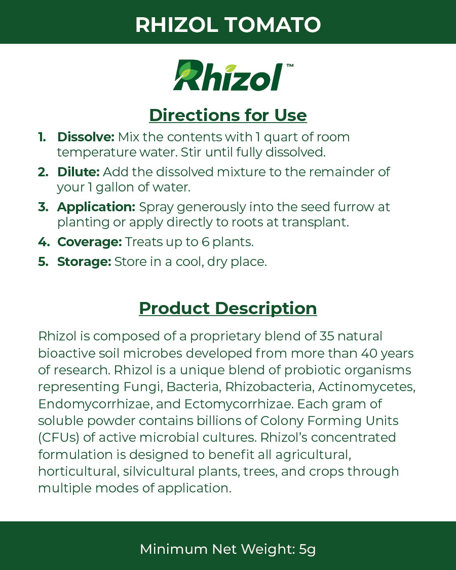 Rhizol Tomato - Dissolvable Microbial Soil Inoculant