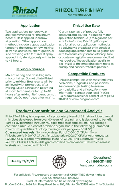 Rhizol Turf & Hay - Dissolvable Microbial Soil Inoculant