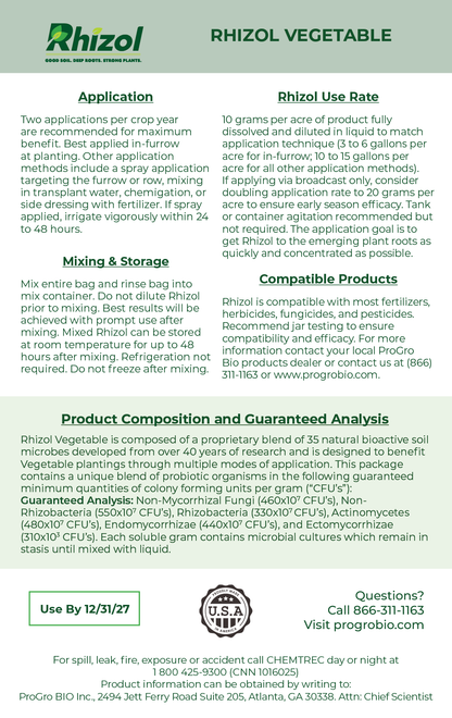 Rhizol Vegetable - Dissolvable Microbial Soil Inoculent
