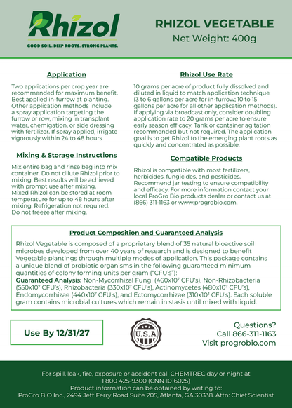 Rhizol Vegetable - Dissolvable Microbial Soil Inoculent